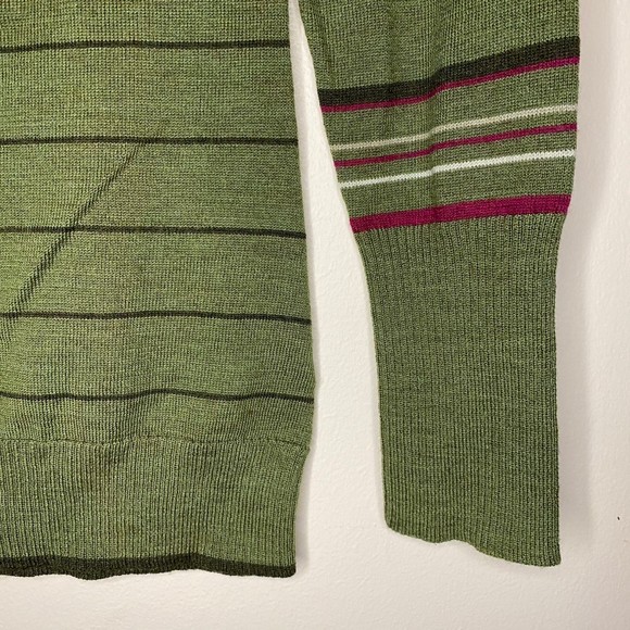 Smartwool woman's size large L graphic striped merino wool green sweater - Picture 7 of 16